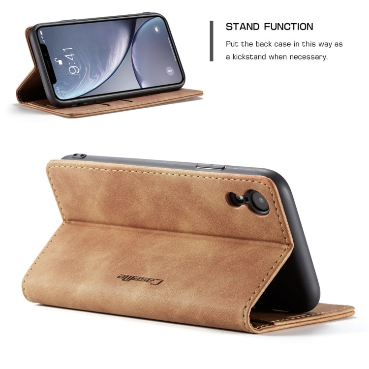 For iPhone XR CaseMe-013 Multifunctional Retro Frosted Horizontal Flip Leather Case with Card Slot & Holder & Wallet(Brown) - More iPhone Cases by CaseMe | Online Shopping South Africa | PMC Jewellery | Buy Now Pay Later Mobicred