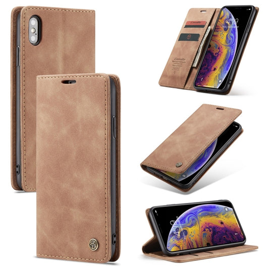 For iPhone X / XS CaseMe-013 Multifunctional Retro Frosted Horizontal Flip Leather Case with Card Slot & Holder & Wallet(Brown) - More iPhone Cases by CaseMe | Online Shopping South Africa | PMC Jewellery | Buy Now Pay Later Mobicred