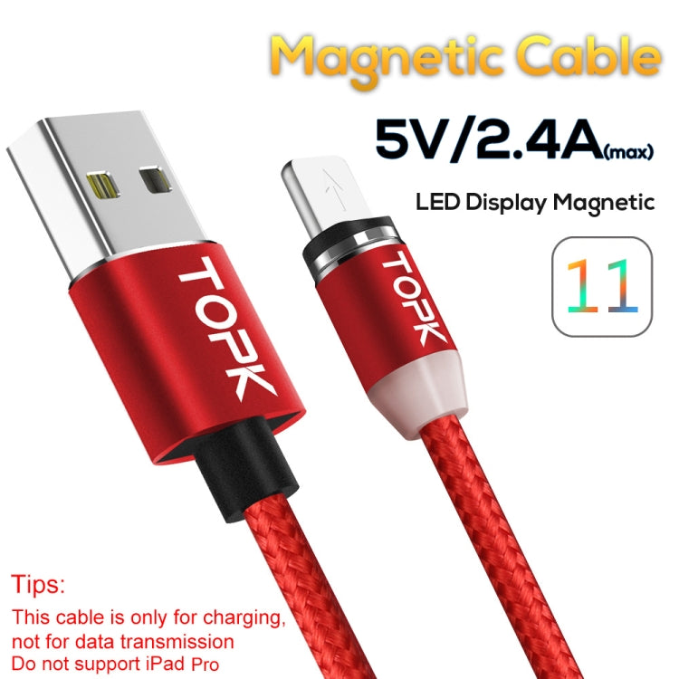 TOPK AM23 2m 2.4A Max USB to 8 Pin Nylon Braided Magnetic Charging Cable with LED Indicator(Red) - Charging Cable & Head by TOPK | Online Shopping South Africa | PMC Jewellery | Buy Now Pay Later Mobicred