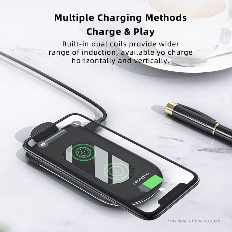 ROCK W30 15W Mobile Phone Wireless Charger Foldable Desktop Holder (Black) - Wireless Charger by ROCK | Online Shopping South Africa | PMC Jewellery | Buy Now Pay Later Mobicred