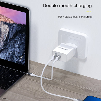 awei C-980 18W PD USB-C / Type-C + QC 3.0 USB Interface Fast Charging Travel Charger, EU Plug(Black) - USB Charger by awei | Online Shopping South Africa | PMC Jewellery | Buy Now Pay Later Mobicred