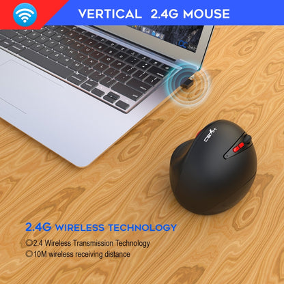 HXSJ T31 2.4GHz 2400DPI Three-speed Adjustable 7-keys Rechargeable Vertical Wireless Optical Mouse - Wireless Mice by HXSJ | Online Shopping South Africa | PMC Jewellery | Buy Now Pay Later Mobicred