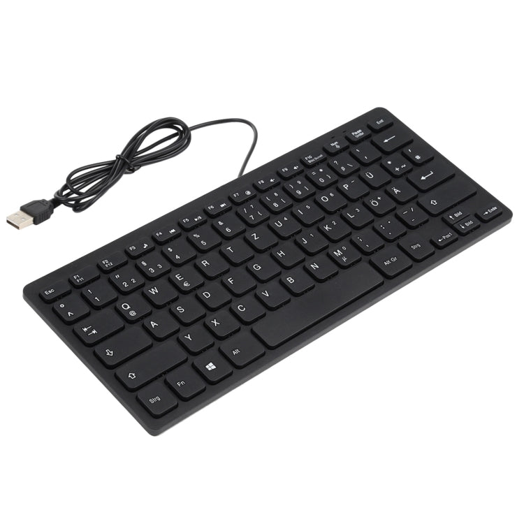 TT-A01 Ultra-thin Design Mini Wired Keyboard, German Version (Black) - Wired Keyboard by PMC TechLife | Online Shopping South Africa | PMC TechLife | Buy Now Pay Later Mobicred