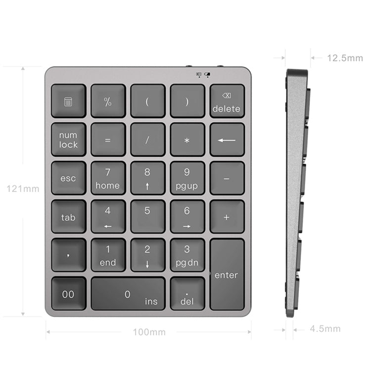 N960 Ultra-thin Universal Aluminum Alloy Rechargeable Wireless Bluetooth Numeric Keyboard (Silver) - Mini Keyboard by PMC Jewellery | Online Shopping South Africa | PMC Jewellery | Buy Now Pay Later Mobicred