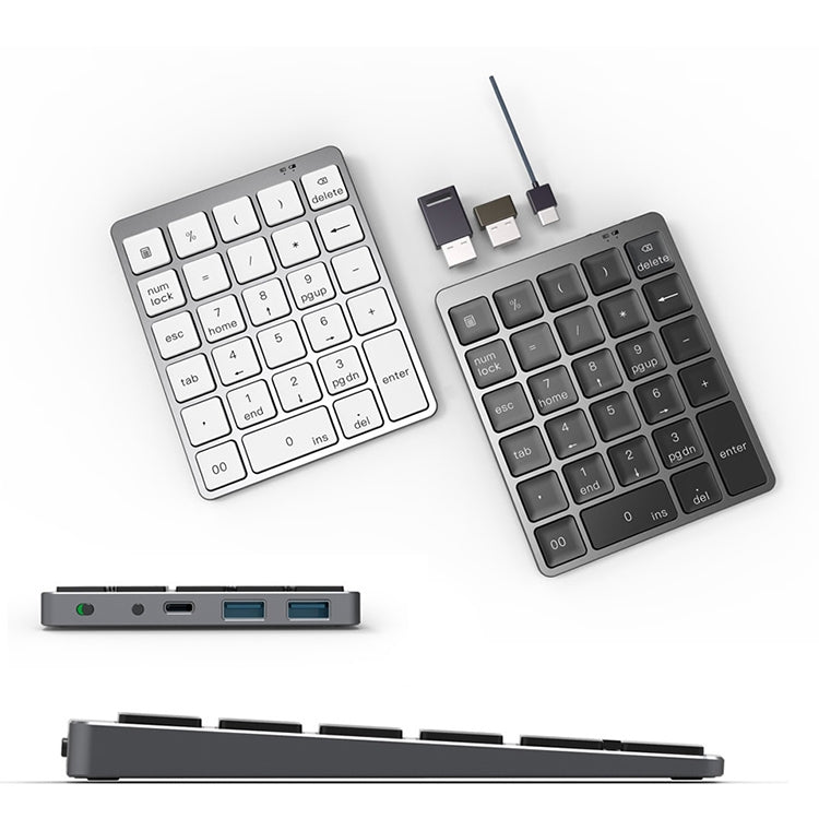 N970 Pro Dual Modes Aluminum Alloy Rechargeable Wireless Bluetooth Numeric Keyboard with USB HUB (Grey) - Mini Keyboard by PMC Jewellery | Online Shopping South Africa | PMC Jewellery | Buy Now Pay Later Mobicred