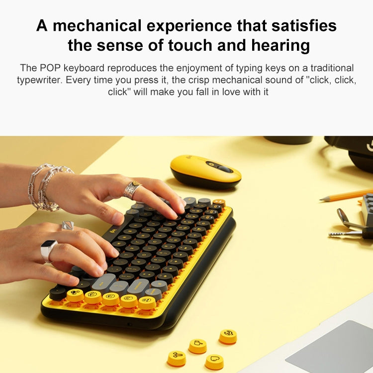 Logitech POP KEYS Round Button Bluetooth Mechanical Keyboard(Yellow) - Wireless Keyboard by Logitech | Online Shopping South Africa | PMC Jewellery | Buy Now Pay Later Mobicred