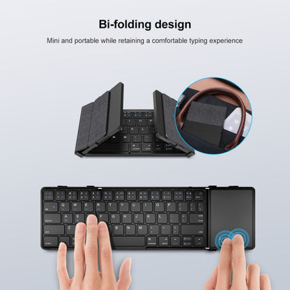 B1053 Leather Portable Tri-Fold Bluetooth Keyboard - Wireless Keyboard by PMC Jewellery | Online Shopping South Africa | PMC Jewellery | Buy Now Pay Later Mobicred