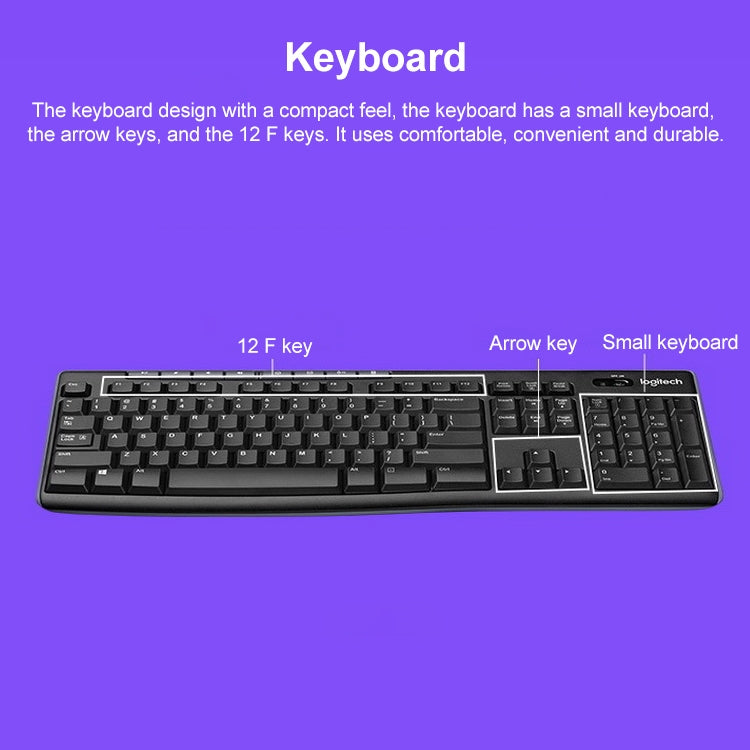 Logitech K270 Single Wireless Ultra-thin Silent Keyboard (Black) - free shipping - PMC Jewellery - Order now!