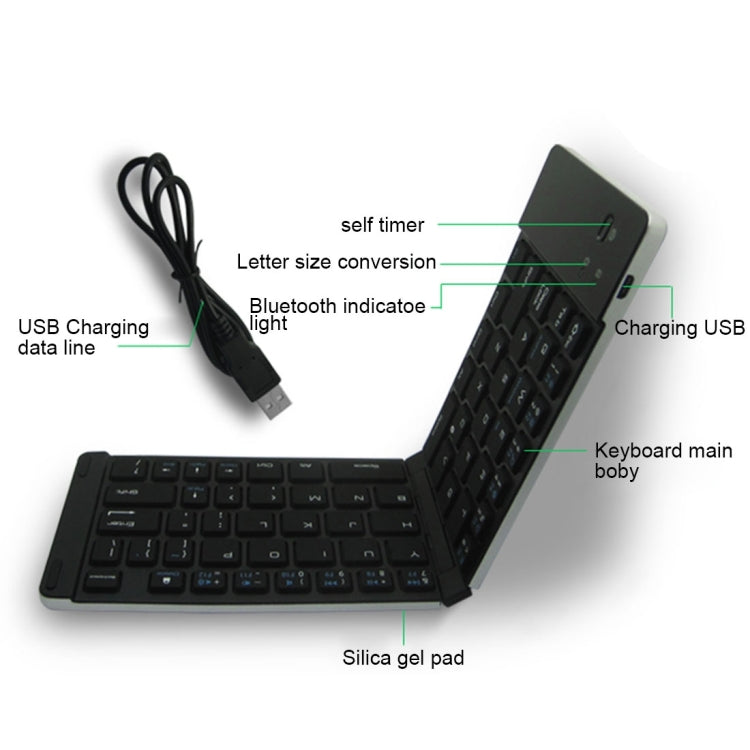 F66 Foldable Bluetooth Wireless 66 Keys Keyboard, Support Android / Windows / iOS (Black) - Wireless Keyboard by PMC Jewellery | Online Shopping South Africa | PMC Jewellery | Buy Now Pay Later Mobicred