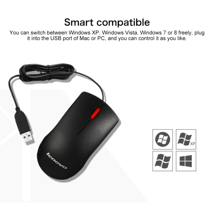 Lenovo M120 Pro Fashion Office Red Dot Wired Mouse (Black) - Wired Mice by Lenovo | Online Shopping South Africa | PMC Jewellery | Buy Now Pay Later Mobicred