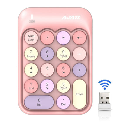 Ajazz AK18 2.4G Mini Wireless Mixed Color Keys Numeric Keyboard (Pink) - Wireless Keyboard by Ajazz | Online Shopping South Africa | PMC Jewellery | Buy Now Pay Later Mobicred