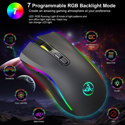 HXSJ A869 Type-C 7200dpi 6-modes Adjustable 7-keys RGB Light Wired Game Mouse - Wired Mice by HXSJ | Online Shopping South Africa | PMC Jewellery | Buy Now Pay Later Mobicred