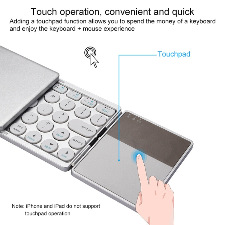 GK408 Three-fold Rechargeable Wireless Bluetooth Keyboard with Touchpad, Support Android / IOS / Windows (Silver) - Wireless Keyboard by PMC Jewellery | Online Shopping South Africa | PMC Jewellery