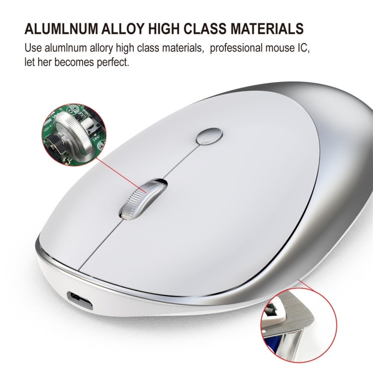 HXSJ T36 2.4G Bluetooth 5.0+3.0 Three-mode Silent Design Wireless Bluetooth Mouse (Silver) - free shipping - PMC Jewellery - Order now!