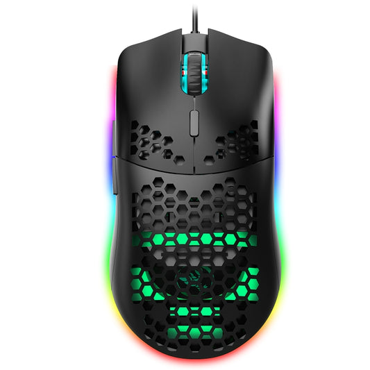 HXSJ J900 6 Keys RGB Lighting Programmable Gaming Wired Mouse (Black) - Wired Mice by HXSJ | Online Shopping South Africa | PMC Jewellery | Buy Now Pay Later Mobicred