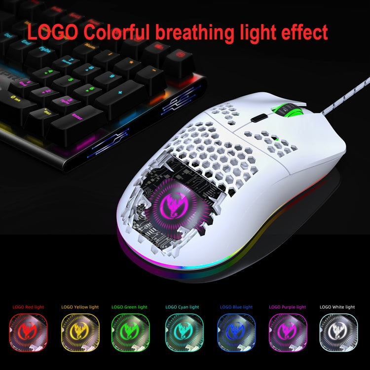 HXSJ J900 6 Keys RGB Lighting Programmable Gaming Wired Mouse (White) - Wired Mice by HXSJ | Online Shopping South Africa | PMC Jewellery | Buy Now Pay Later Mobicred