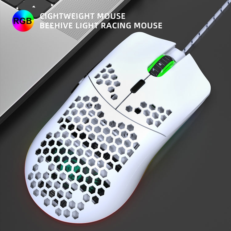 HXSJ J900 6 Keys RGB Lighting Programmable Gaming Wired Mouse (White) - Wired Mice by HXSJ | Online Shopping South Africa | PMC Jewellery | Buy Now Pay Later Mobicred