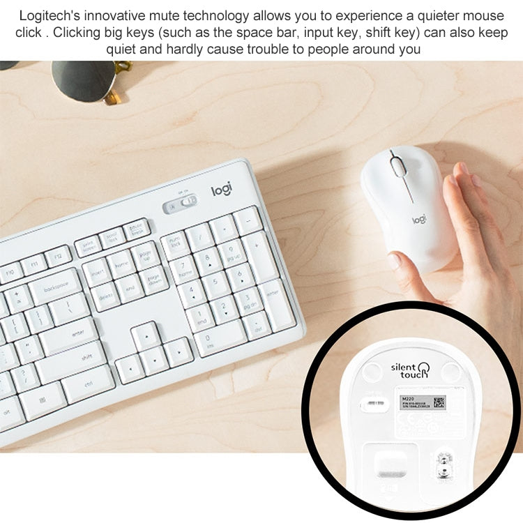 Logitech MK295 USB Wireless Silence Keyboard Mouse Set (White) - Wireless Keyboard by Logitech | Online Shopping South Africa | PMC Jewellery | Buy Now Pay Later Mobicred