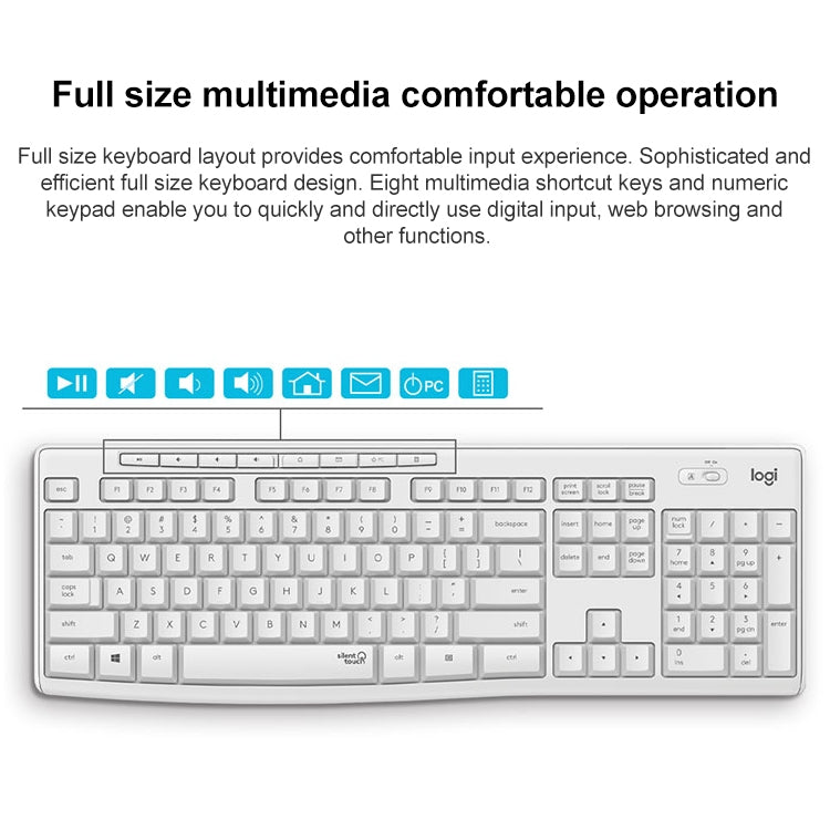 Logitech MK295 USB Wireless Silence Keyboard Mouse Set (White) - free shipping - PMC Jewellery - Order now!