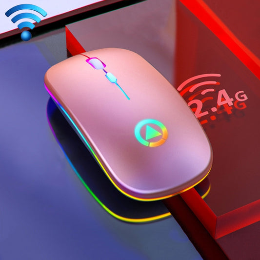 YINDIAO A2 BT3.0 + BT5.0 + 2.4GHz 1600DPI 3-modes Adjustable RGB Light Wireless Silent Bluetooth Mouse (Rose Gold) - Wireless Mice by YINDIAO | Online Shopping South Africa | PMC Jewellery | Buy Now Pay Later Mobicred