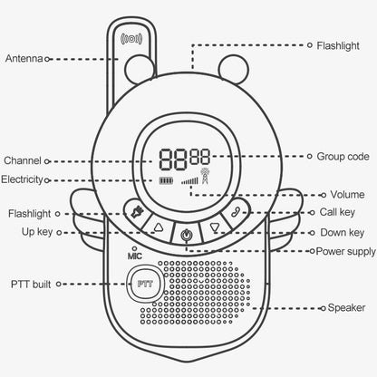 adj-847 Cartoon Bee-shaped Children Walkie-talkie Wireless 3km Call Outdoor Parent-child Interactive Toy with Flashlight & Anti-lost Lanyard (Yellow) - Children by PMC Jewellery | Online Shopping South Africa | PMC Jewellery | Buy Now Pay Later Mobicred