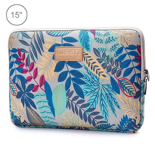 Sleeve Case Colorful Leaves Zipper Briefcase Carrying Bag for Macbook, Samsung, Lenovo, Sony, DELL Alienware, CHUWI, ASUS, HP, 15.6 inch and Below Laptops(Grey) - 15 inch by PMC Jewellery | Online Shopping South Africa | PMC Jewellery | Buy Now Pay Later Mobicred