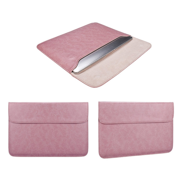 PU01S PU Leather Horizontal Invisible Magnetic Buckle Laptop Inner Bag for 14.1 inch laptops (Pink) - 14.1 inch by PMC Jewellery | Online Shopping South Africa | PMC Jewellery | Buy Now Pay Later Mobicred