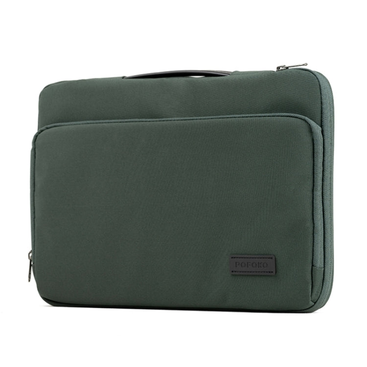 POFOKO E550 15.6 inch Portable Waterproof Polyester Laptop Handbag(Green) - Other by POFOKO | Online Shopping South Africa | PMC Jewellery | Buy Now Pay Later Mobicred