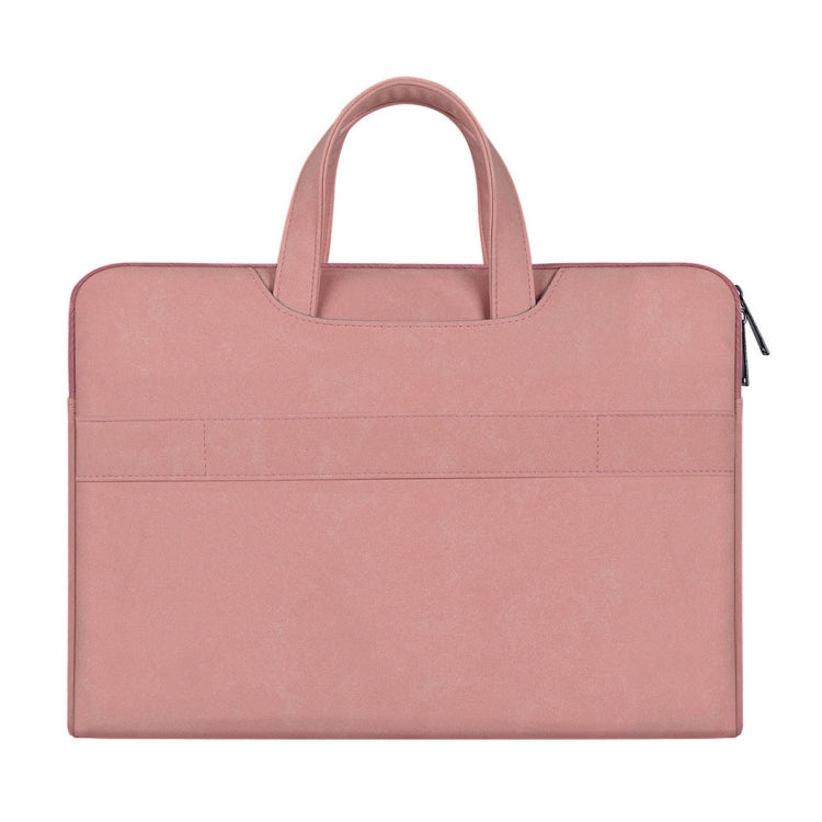 ST06 Waterproof PU Leather Zipper Hidden Portable Strap One-shoulder Handbag for 14.1 inch Laptops, with Suitcase Belt (Pink) - 14.1 inch by PMC Jewellery | Online Shopping South Africa | PMC Jewellery | Buy Now Pay Later Mobicred