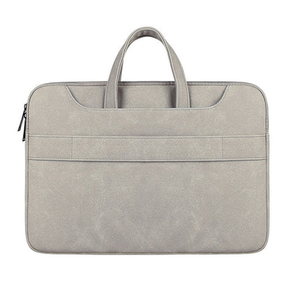 ST06S Waterproof PU Leather Zipper Hidden Portable Strap One-shoulder Handbag for 14.1 inch Laptops, with Magic Stick & Suitcase Belt (Light Grey) - 14.1 inch by PMC Jewellery | Online Shopping South Africa | PMC Jewellery | Buy Now Pay Later Mobicred