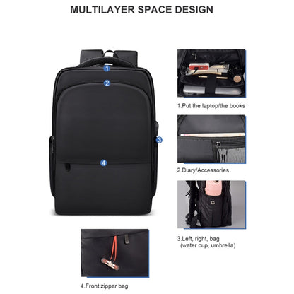 Polyester Waterproof Laptop Backpack for Below 15 inch Laptops, with USB Interface Trunk Trolley Strap(Black) - Backpack by PMC Jewellery | Online Shopping South Africa | PMC Jewellery | Buy Now Pay Later Mobicred