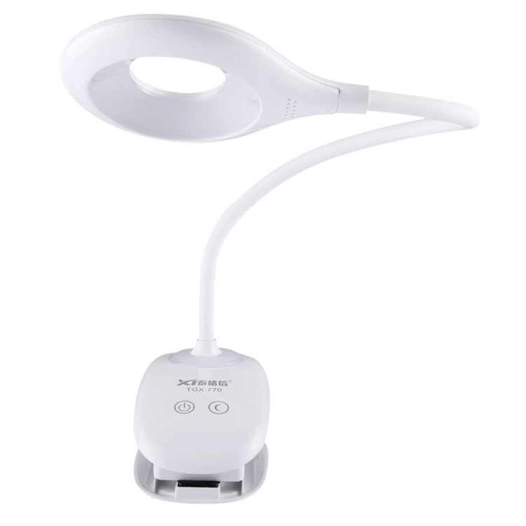 TGX-770 3-grade Brightness Touch Dimmer LED Desk Lamp, 28 LEDs Flexible Goose Neck Hollow Ring Design Eye Protection Light with Clip & Small Night Light Function - Desk Lamps by PMC Jewellery | Online Shopping South Africa | PMC Jewellery | Buy Now Pay Later Mobicred