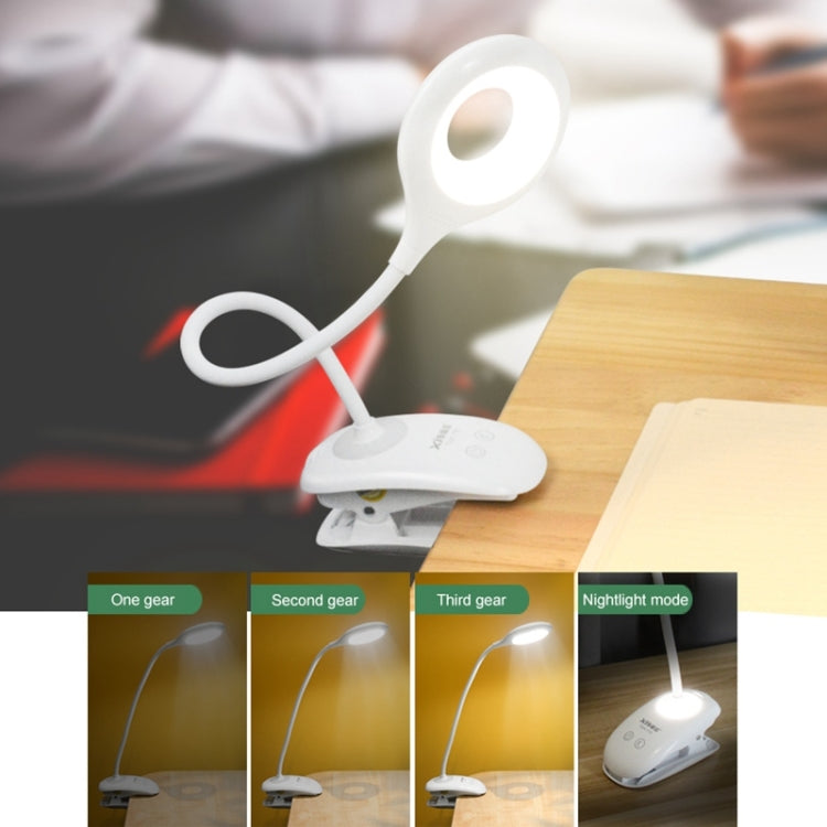 TGX-770 3-grade Brightness Touch Dimmer LED Desk Lamp, 28 LEDs Flexible Goose Neck Hollow Ring Design Eye Protection Light with Clip & Small Night Light Function - Desk Lamps by PMC Jewellery | Online Shopping South Africa | PMC Jewellery | Buy Now Pay Later Mobicred