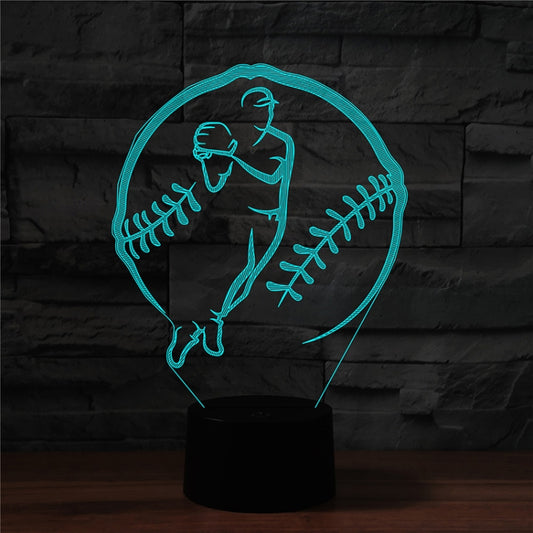 Baseball Sport Shape 3D Colorful LED Vision Light Table Lamp, Crack Touch Version - Novelty Lighting by PMC Jewellery | Online Shopping South Africa | PMC Jewellery | Buy Now Pay Later Mobicred