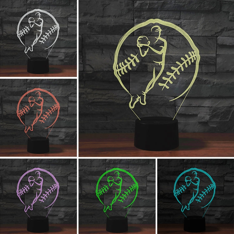 Baseball Sport Shape 3D Colorful LED Vision Light Table Lamp, Crack Remote Control Version - Novelty Lighting by PMC TechLife | Online Shopping South Africa | PMC TechLife | Buy Now Pay Later Mobicred