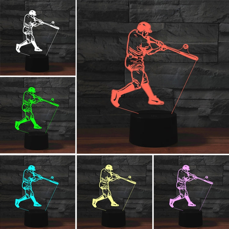 Playing Baseball Shape 3D Colorful LED Vision Light Table Lamp, USB Touch Version - Novelty Lighting by PMC TechLife | Online Shopping South Africa | PMC TechLife | Buy Now Pay Later Mobicred