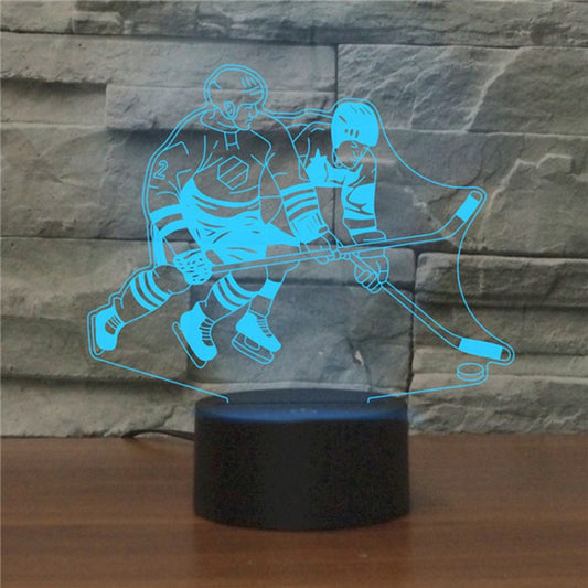 Playing Ice Hockey Shape 3D Colorful LED Vision Light Table Lamp, 16 Colors Remote Control Version - Novelty Lighting by PMC Jewellery | Online Shopping South Africa | PMC Jewellery | Buy Now Pay Later Mobicred