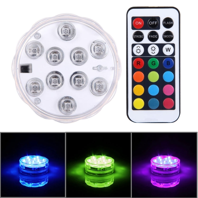Waterproof Submersible LED Light, 10 LEDs Cylinder Remote Controlled with Remote Controllor, Remote Control Range(in Open Area): 24-30 Feet - Underwater Lights by PMC TechLife | Online Shopping South Africa | PMC TechLife