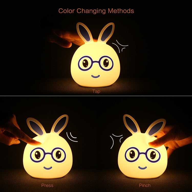 Happy Rabbit Creative Touch 3D LED Decorative Night Light, USB Charging Version (Pink) - Night Lights by PMc TechLife | Online Shopping South Africa | PMc TechLife | Buy Now Pay Later Mobicred