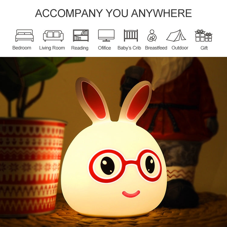 Happy Rabbit Creative Touch 3D LED Decorative Night Light, USB Charging Version (Pink) - Night Lights by PMc TechLife | Online Shopping South Africa | PMc TechLife | Buy Now Pay Later Mobicred