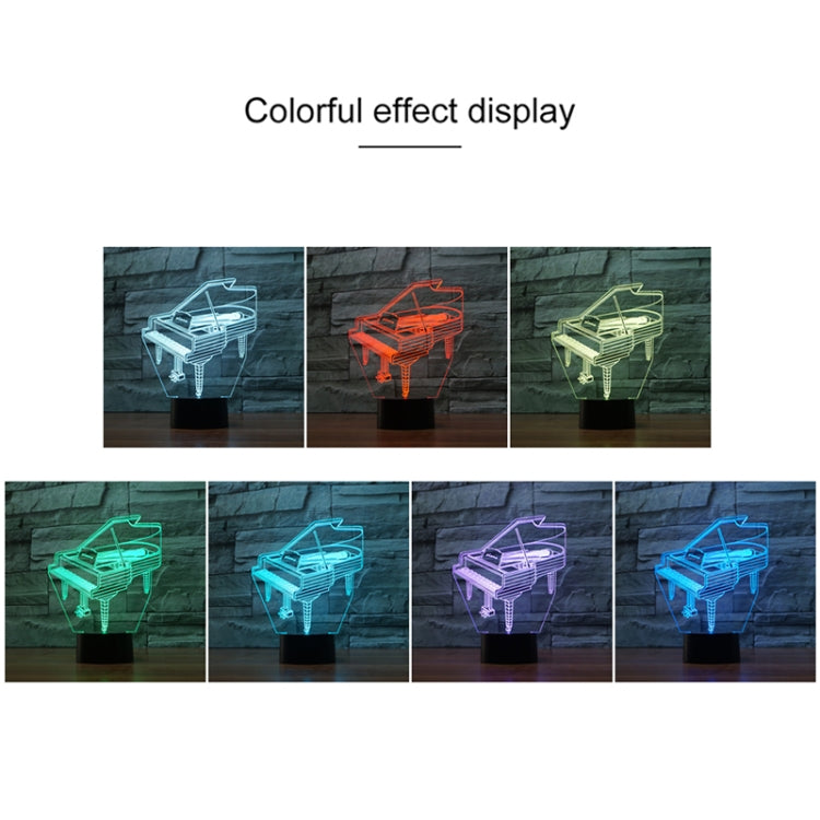 Piano Shape 3D Colorful LED Vision Light Table Lamp, USB & Battery Version - Novelty Lighting by PMC TechLife | Online Shopping South Africa | PMC TechLife | Buy Now Pay Later Mobicred