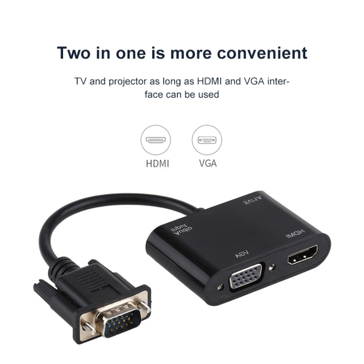 2 in 1 VGA to HDMI + VGA 15 Pin HDTV Adapter Converter with Audio - Adapter by PMC Jewellery | Online Shopping South Africa | PMC Jewellery | Buy Now Pay Later Mobicred