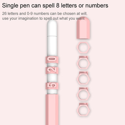 LOVE MEI For Apple Pencil 2 Number Letter Design Stylus Pen Silicone Protective Case Cover (Pink) - Pencil Accessories by LOVE MEI | Online Shopping South Africa | PMC Jewellery