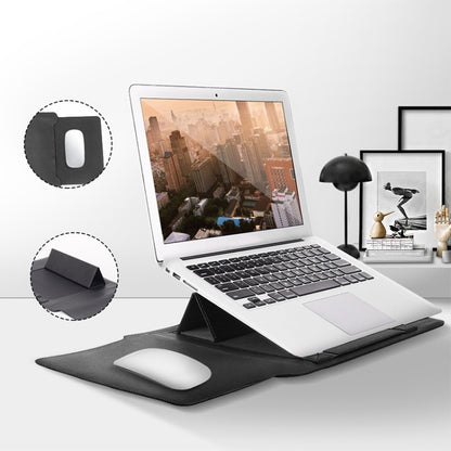 4 in 1 Universal Waterproof PU Leather Laptop Liner Bag with Handle & Stand & Pen Holder + 2 Winders + Mouse Bag + Charger Bag Set for 17 inch Laptops(Grey) - 15.6 - 17 inch by PMC Jewellery | Online Shopping South Africa | PMC Jewellery | Buy Now Pay Later Mobicred