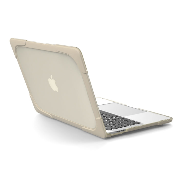 For Macbook Pro 13.3 inch (A1708) & with Touchbar (A1706) Laptop TPU + PC Folding Shockproof Protective Case with Holder(Khaki) - MacBook Pro Cases by PMC Jewellery | Online Shopping South Africa | PMC Jewellery | Buy Now Pay Later Mobicred