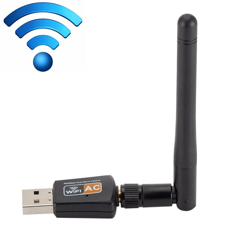 600Mbps 2.4GHz + 5Hz AC Dual Band USB WIFI Adapter with Antenna - USB Network Adapter by PMC Jewellery | Online Shopping South Africa | PMC Jewellery