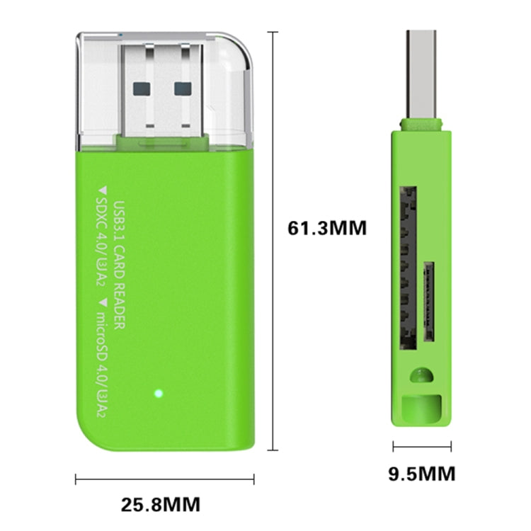 V30 / V60 / V90 USB3.1 Multifunction Card Reader Support SD / TF Card (Green) -  by PMC Jewellery | Online Shopping South Africa | PMC Jewellery | Buy Now Pay Later Mobicred