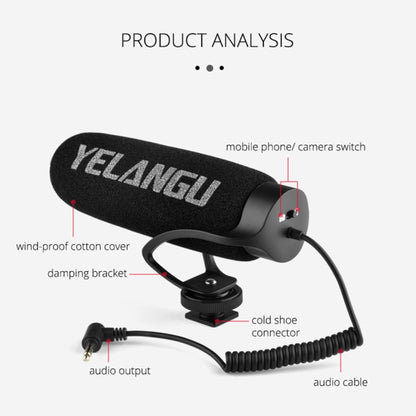 YELANGU MIC08 Video Shotgun Microphone with 3.5mm Audio Cable for DSLR & DV Camcorder(Black) - Camera Microphone by YELANGU | Online Shopping South Africa | PMC Jewellery | Buy Now Pay Later Mobicred