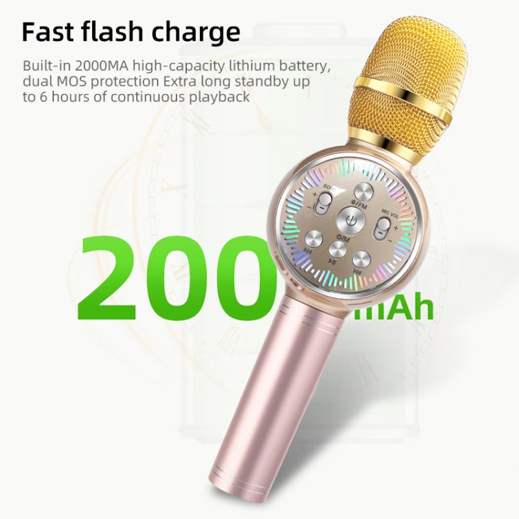 K2 Bluetooth 5.0 Karaoke Live Colorful Lights Wireless Bluetooth Microphone (Gold) - Microphone by PMC Jewellery | Online Shopping South Africa | PMC Jewellery | Buy Now Pay Later Mobicred