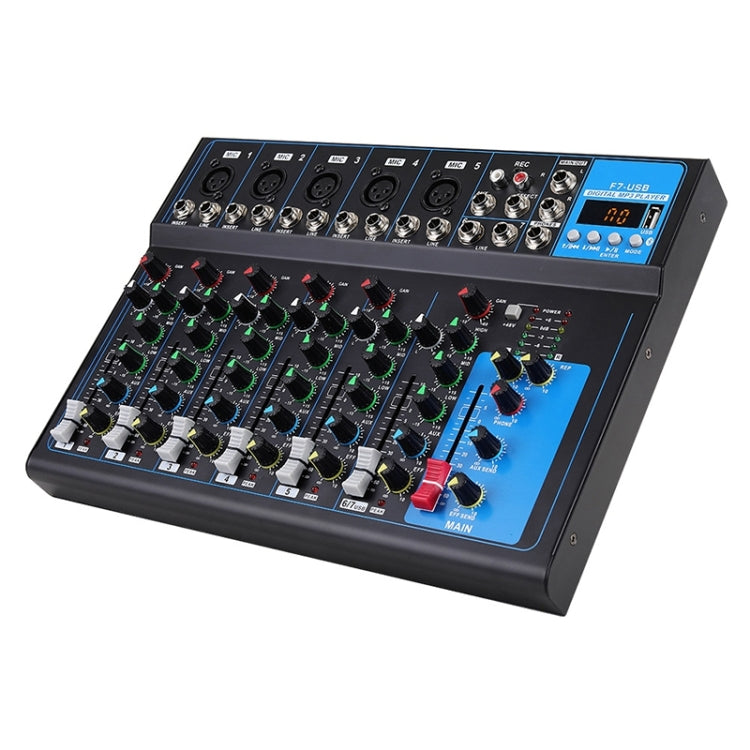 F7 Home 7-channel Bluetooth USB Reverb Mixer, EU Plug(Black) - Live Sound Effects Processors by PMC Jewellery | Online Shopping South Africa | PMC Jewellery | Buy Now Pay Later Mobicred